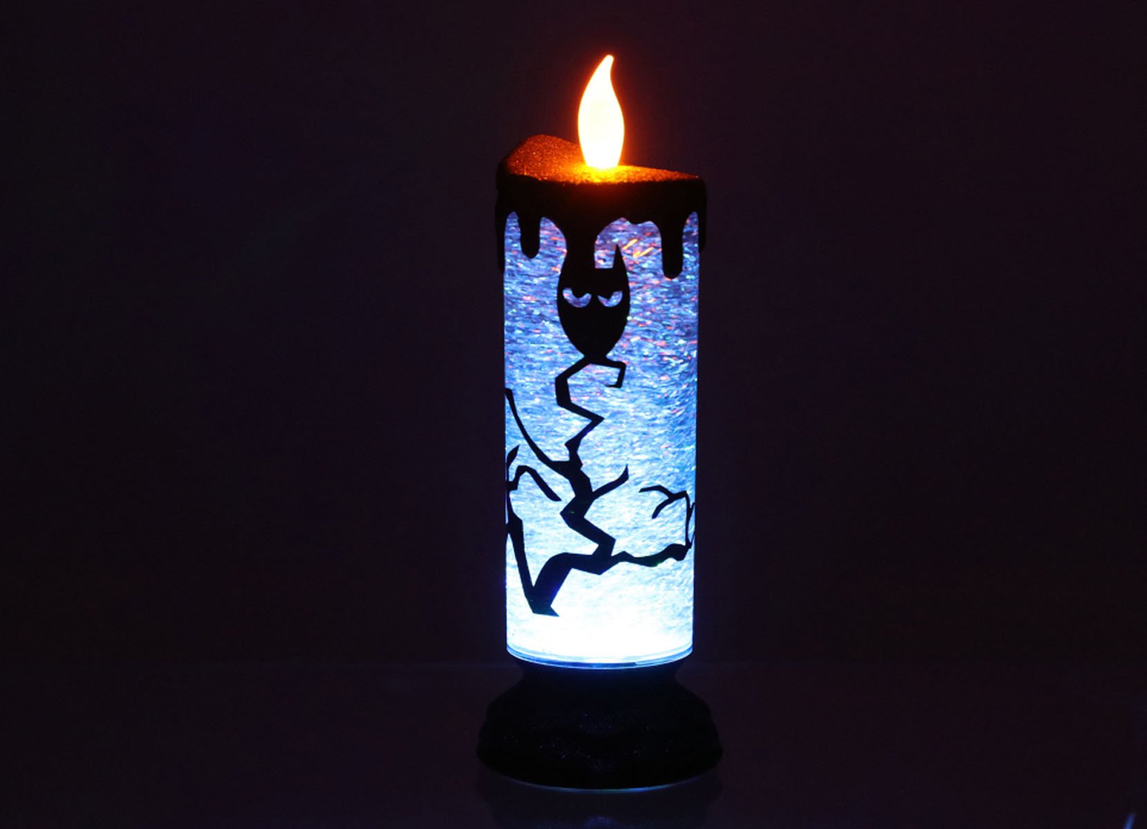 Halloween LED-Glitzerkerze mit Farbwechsel und Wirbeleffekt