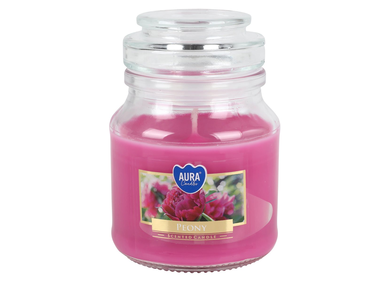 Duftkerze im Glas mit Aromadeckel 120g Pink Peony