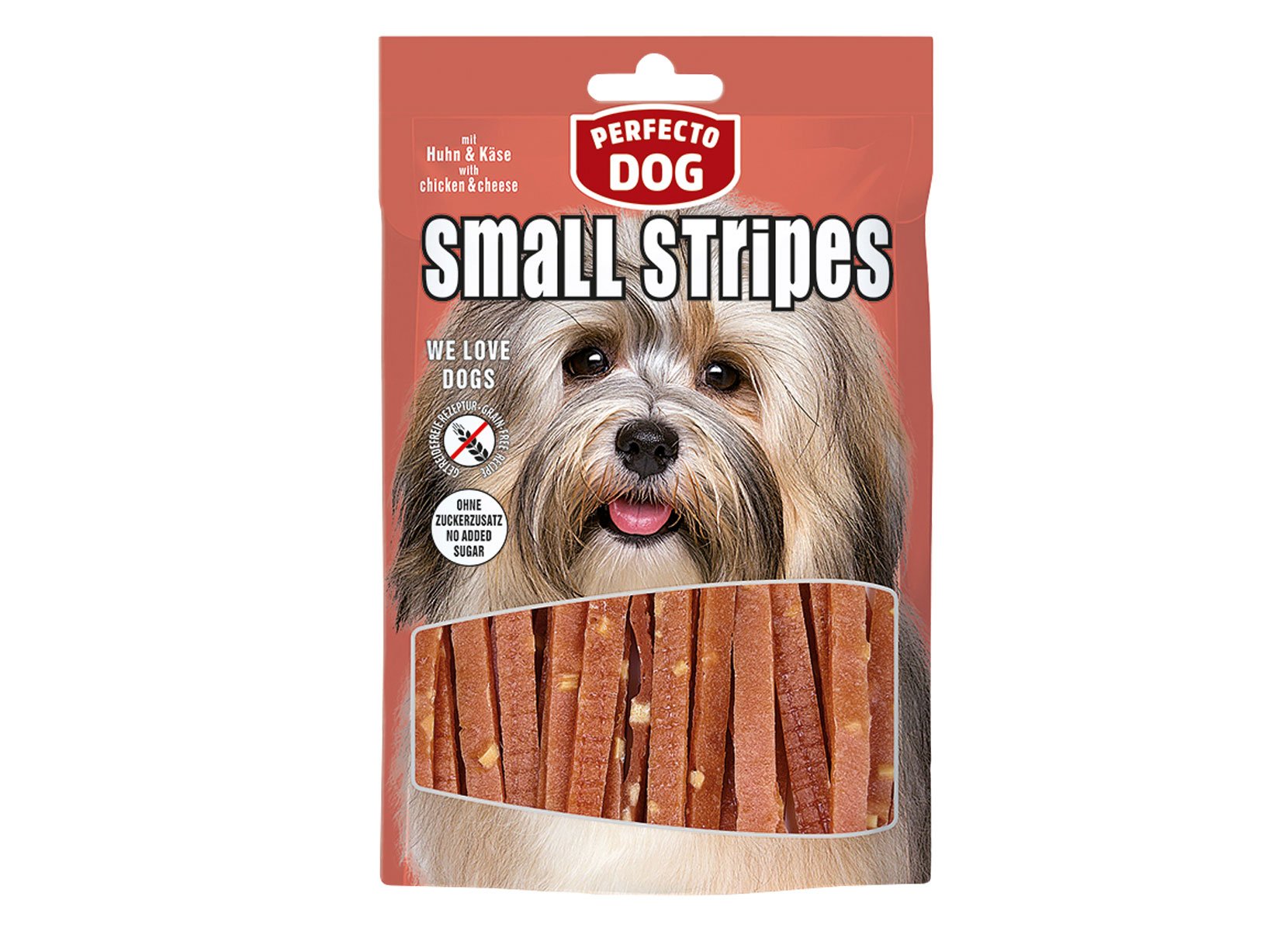 Perfecto Dog Small Stripes mit Huhn & Käse 100g