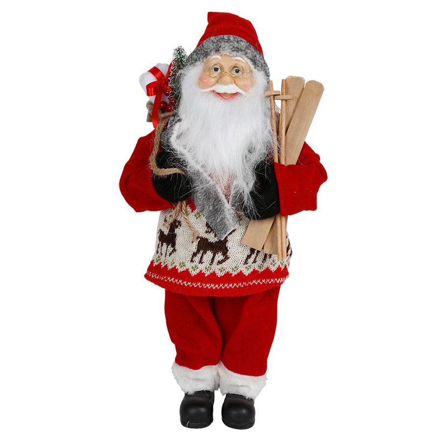 Deko-Weihnachtsmann 45cm Rot mit Ski