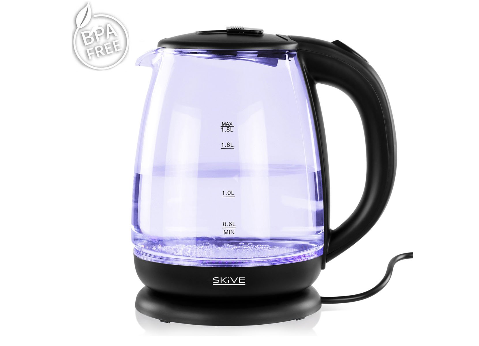 Skive LED-Glaswasserkocher 1,8 Liter Schwarz