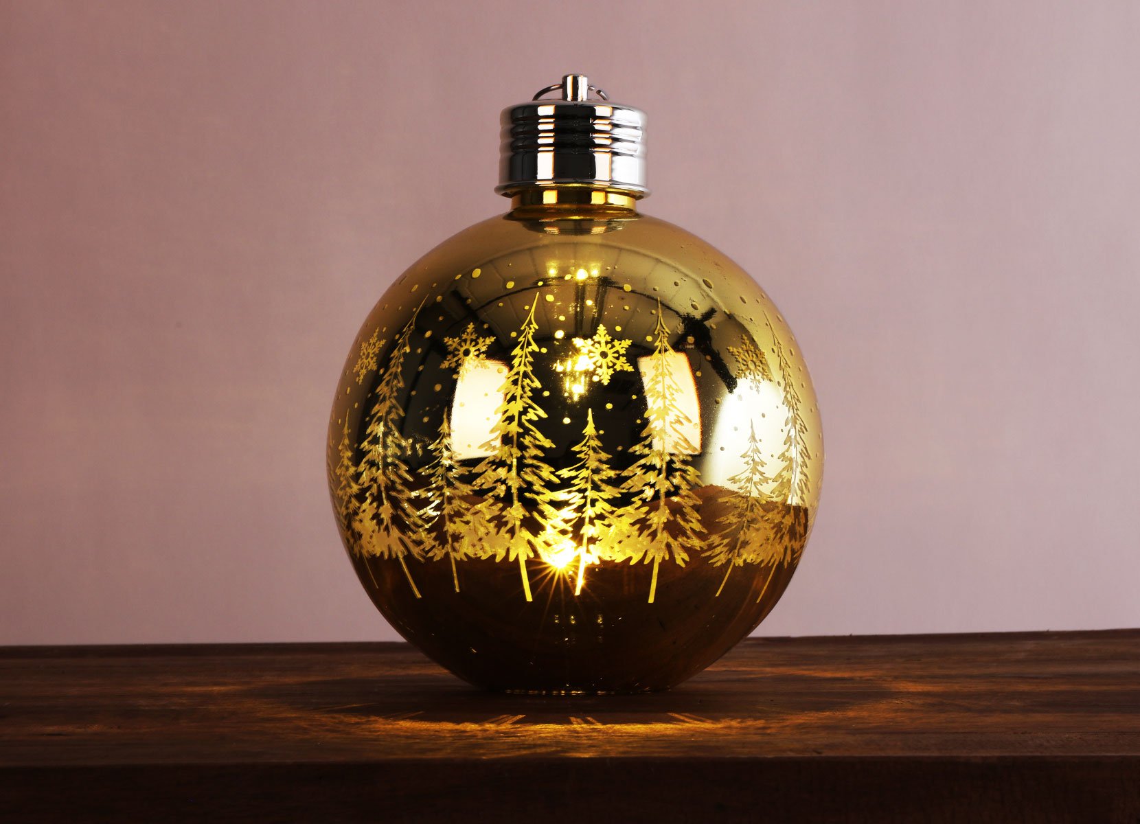 LED-Weihnachtskugel aus Glas 20cm Gold