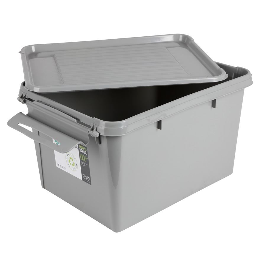 Aufbewahrungsbox Recycled mit Deckel 32L Grau