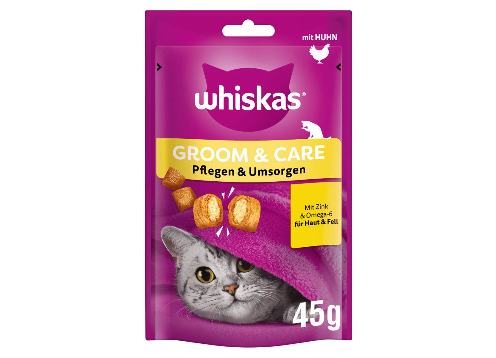 Whiskas Katzensnack für Haut & Fell mit Huhn 45g