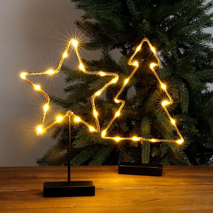 Weihnachtliche LED-Deko auf Stab Timer mit Warmweiß 40cm